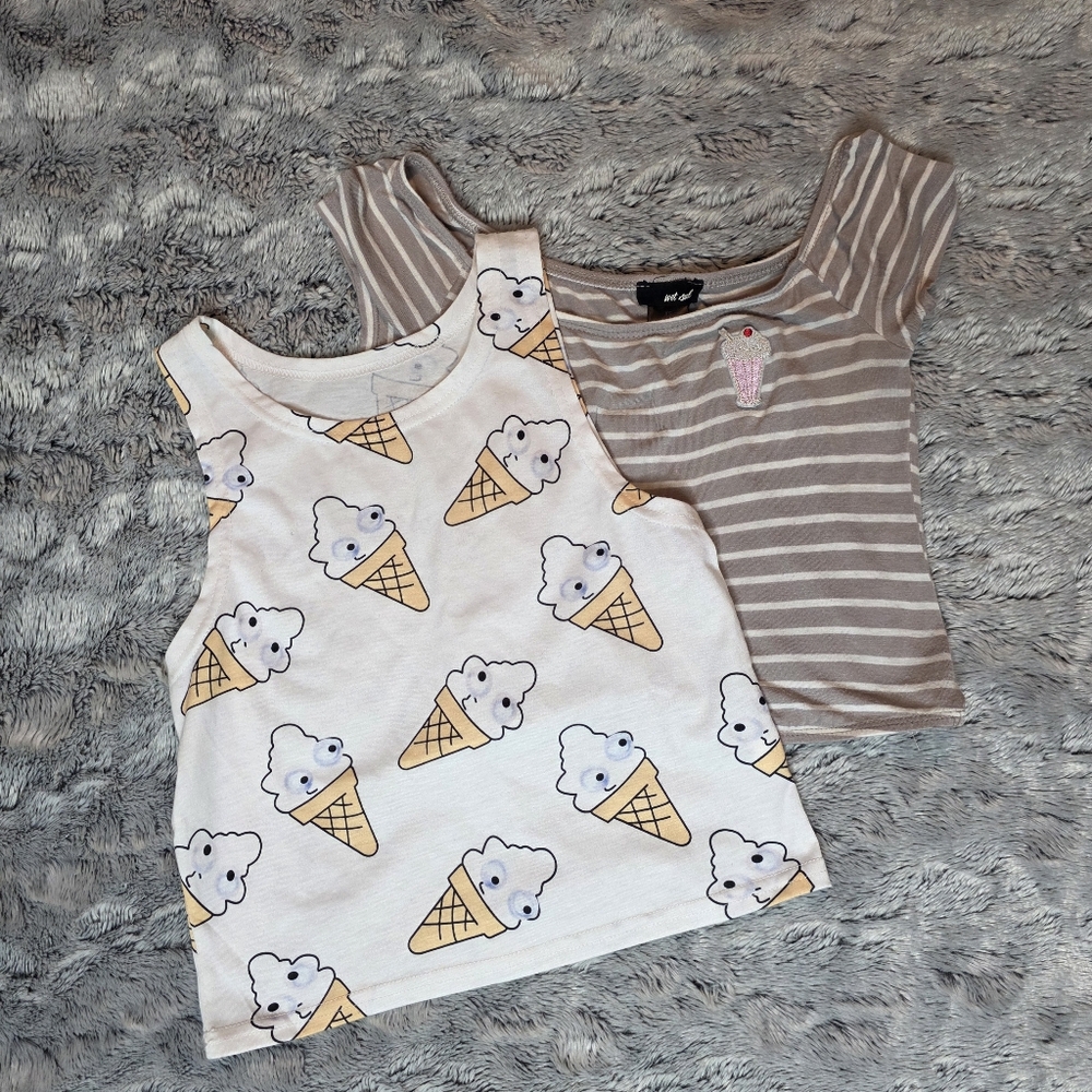 Set Of Two Ice Cream Crop Tops XS Vintage